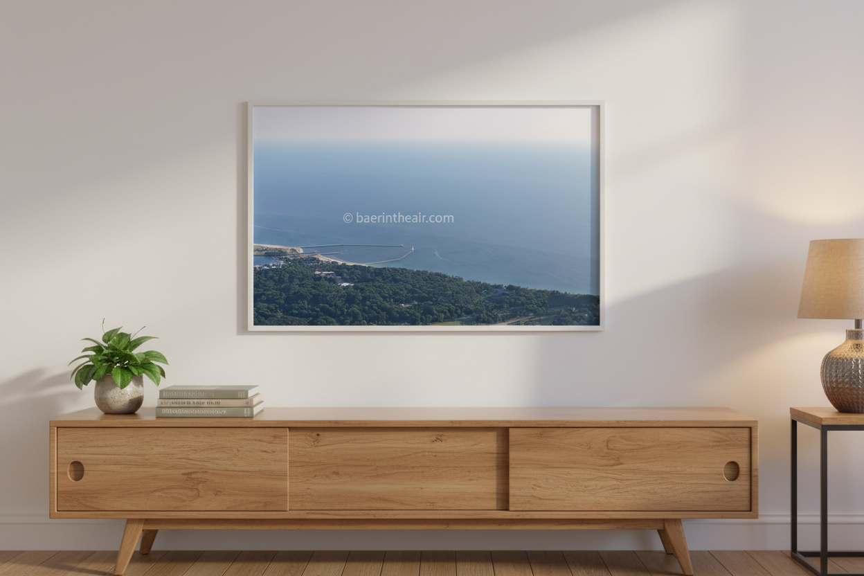 Frankfort Light fine art print displayed above a modern sideboard
